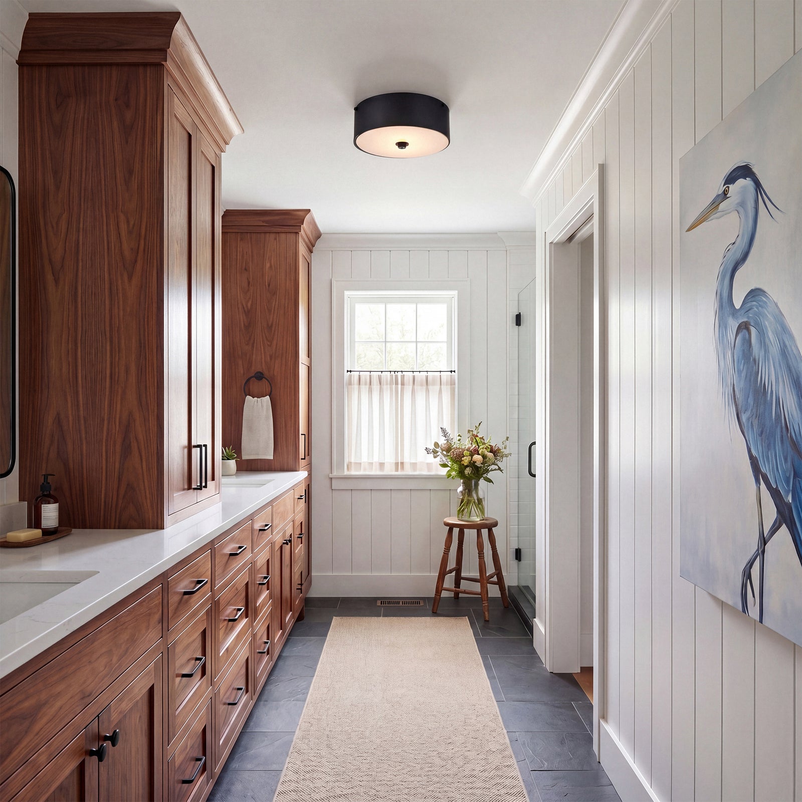 2 light 12 inch Flat Black flush mount - View 2 - Joshua Marshal