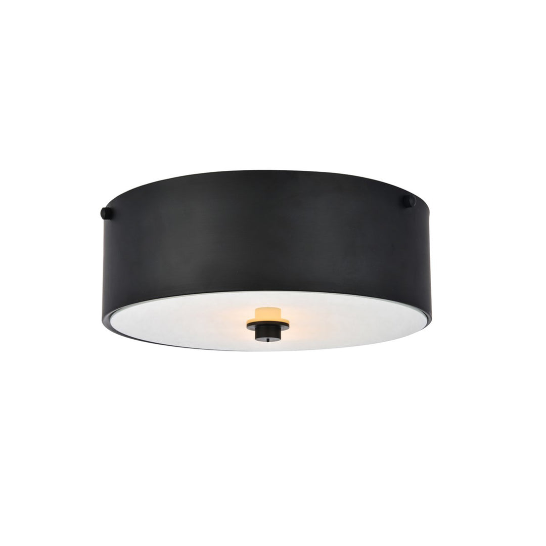 2 light 12 inch Flat Black flush mount - View 3 - Joshua Marshal