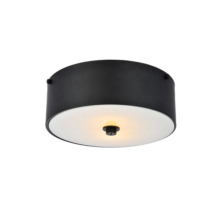 2 light 12 inch Flat Black flush mount - View 4 - Joshua Marshal