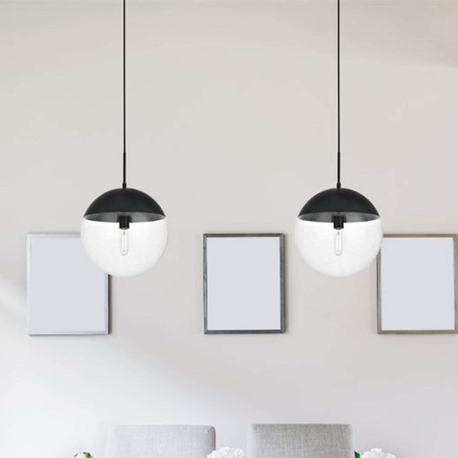 1 Light Black Pendant With Clear Glass Black & Clear Finish - LIGHTING by Joshua Marshal