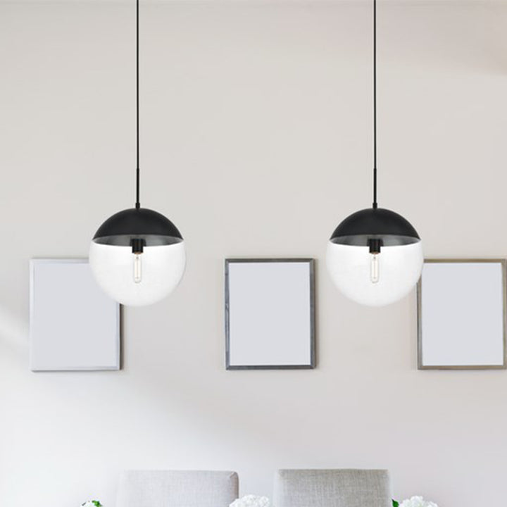 1 Light Black Pendant With Clear Glass Black & Clear Finish - LIGHTING by Joshua Marshal