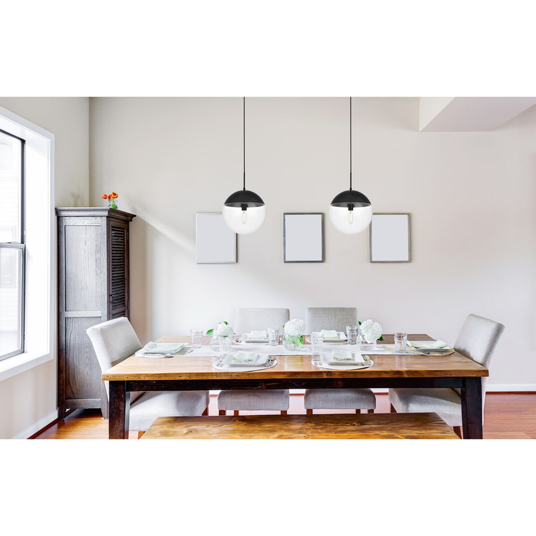 1 Light Black Pendant With Clear Glass - View 2 - Joshua Marshal