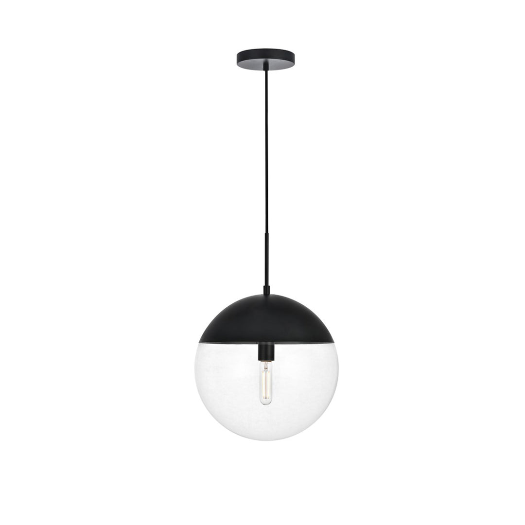 1 Light Black Pendant With Clear Glass - View 3 - Joshua Marshal