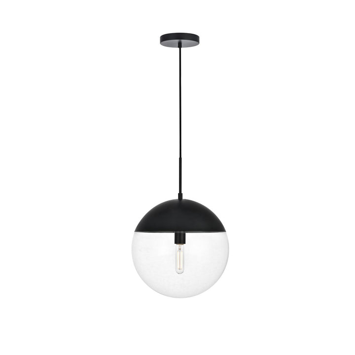 1 Light Black Pendant With Clear Glass - View 3 - Joshua Marshal