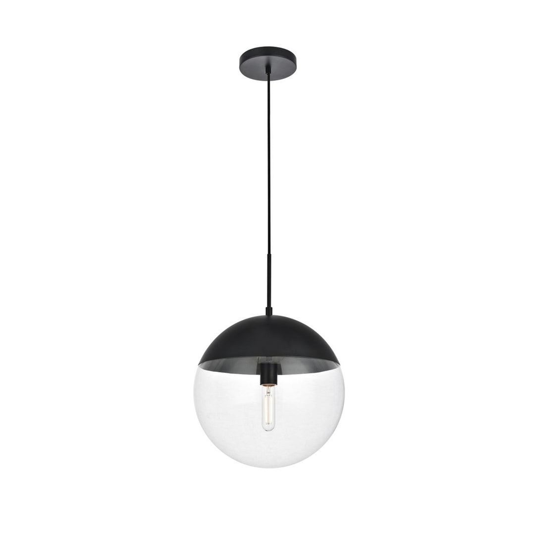 1 Light Black Pendant With Clear Glass - View 4 - Joshua Marshal