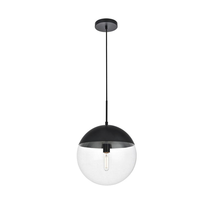 1 Light Black Pendant With Clear Glass - View 4 - Joshua Marshal