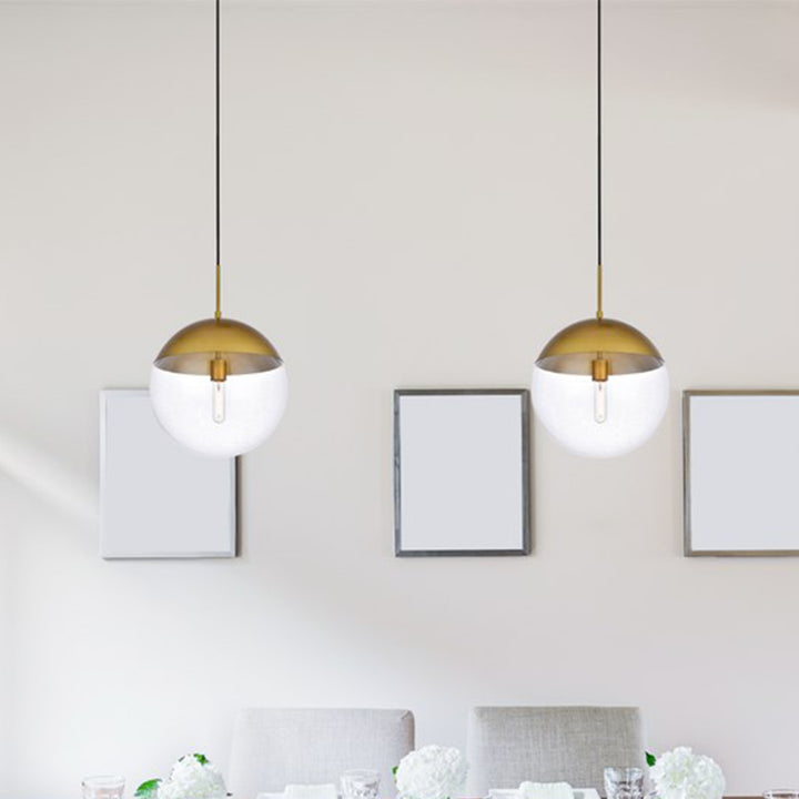 1 Light Brass Pendant With Clear Glass Brass & Clear Finish - LIGHTING by Joshua Marshal