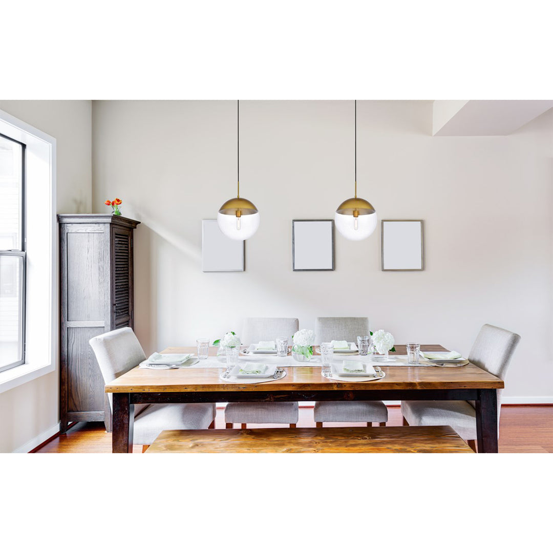 1 Light Brass Pendant With Clear Glass - View 2 - Joshua Marshal