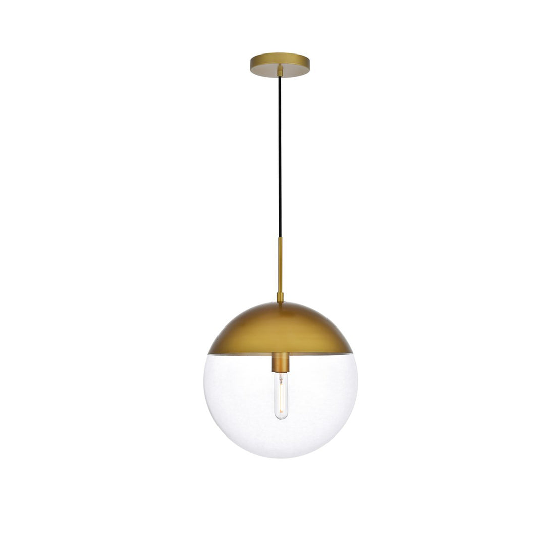 1 Light Brass Pendant With Clear Glass - View 3 - Joshua Marshal