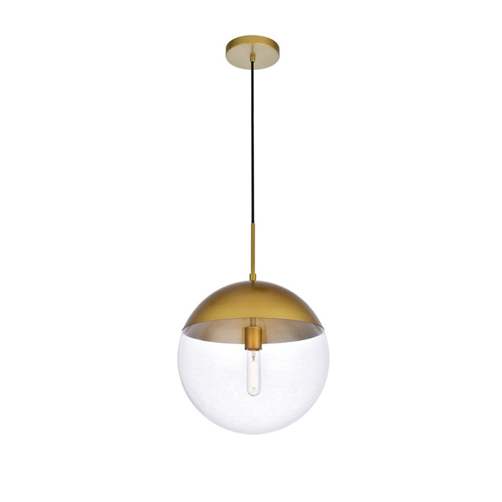 1 Light Brass Pendant With Clear Glass - View 4 - Joshua Marshal