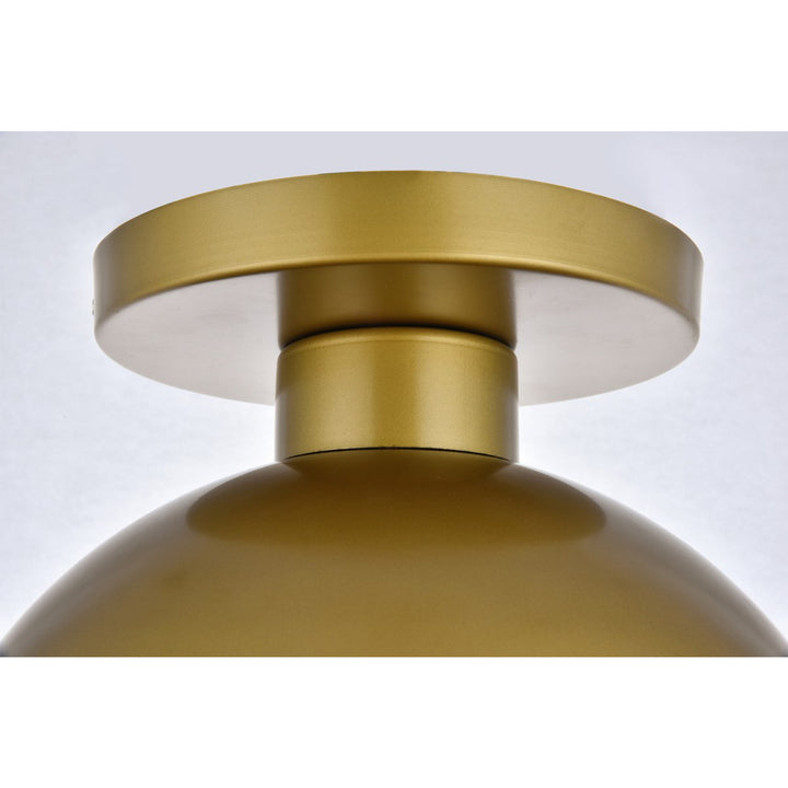1 Light Brass Flush Mount With Frosted White Glass - View 5 - Joshua Marshal