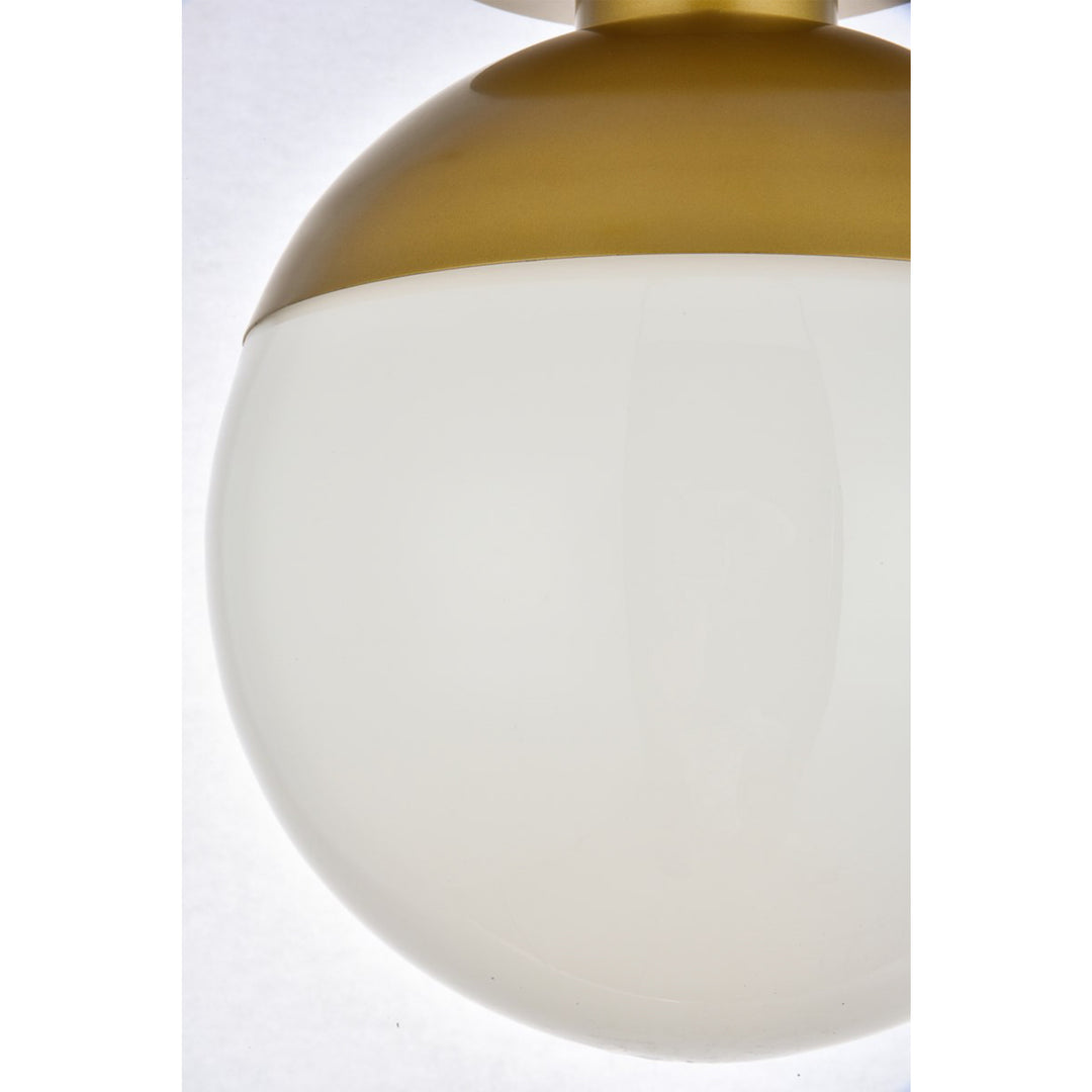 1 Light Brass Flush Mount With Frosted White Glass - View 6 - Joshua Marshal