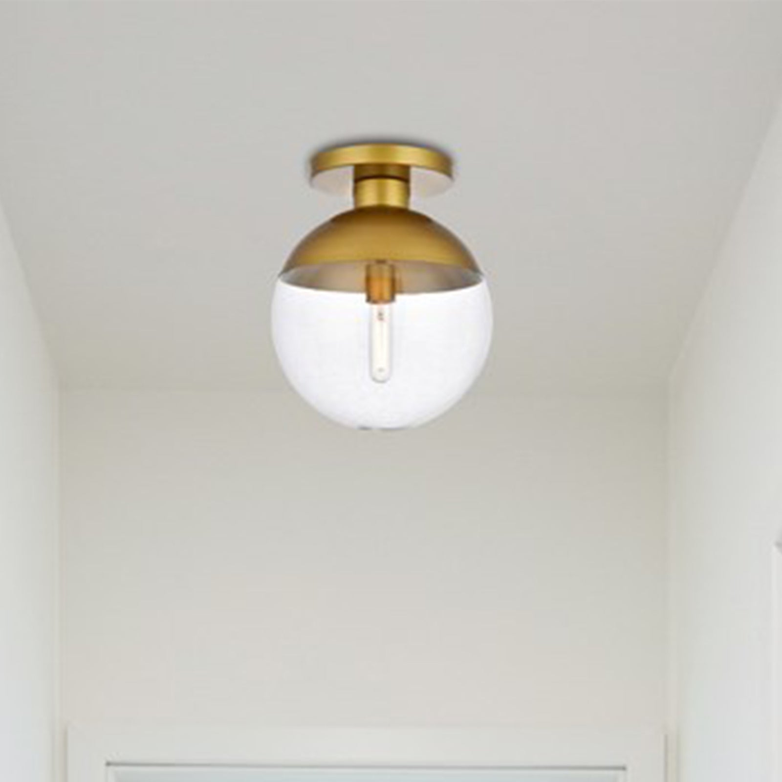 1 Light Brass Flush Mount With Clear Glass Brass & Clear Finish - LIGHTING by Joshua Marshal