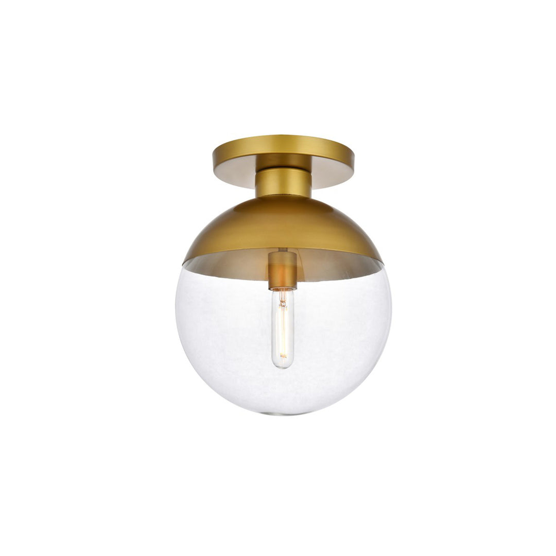 1 Light Brass Flush Mount With Clear Glass - View 4 - Joshua Marshal