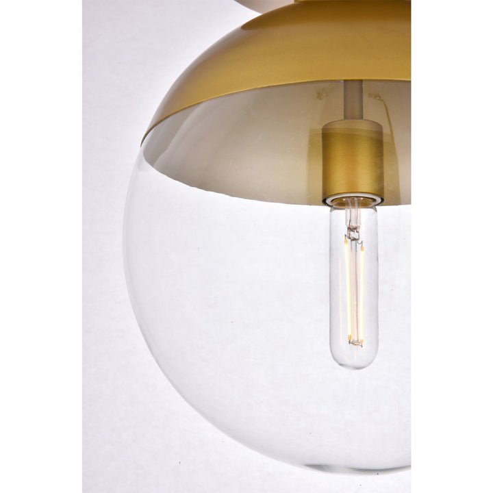 1 Light Brass Flush Mount With Clear Glass - View 5 - Joshua Marshal