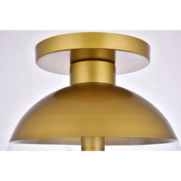 1 Light Brass Flush Mount With Clear Glass - View 6 - Joshua Marshal