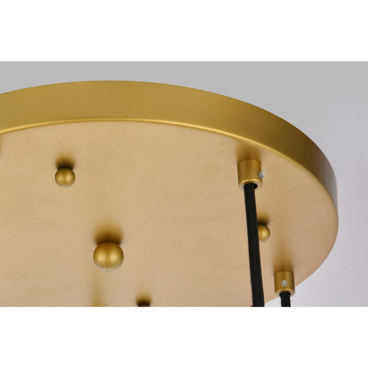 5 Lights Brass Pendant With Frosted White Glass - View 6 - Joshua Marshal
