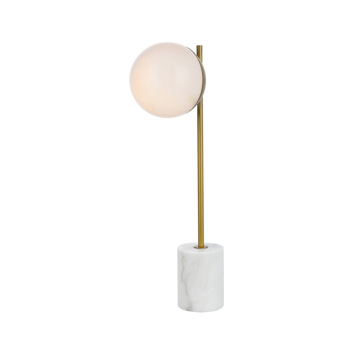 1 Light Brass Table Lamp With Frosted White Glass - View 3 - Joshua Marshal