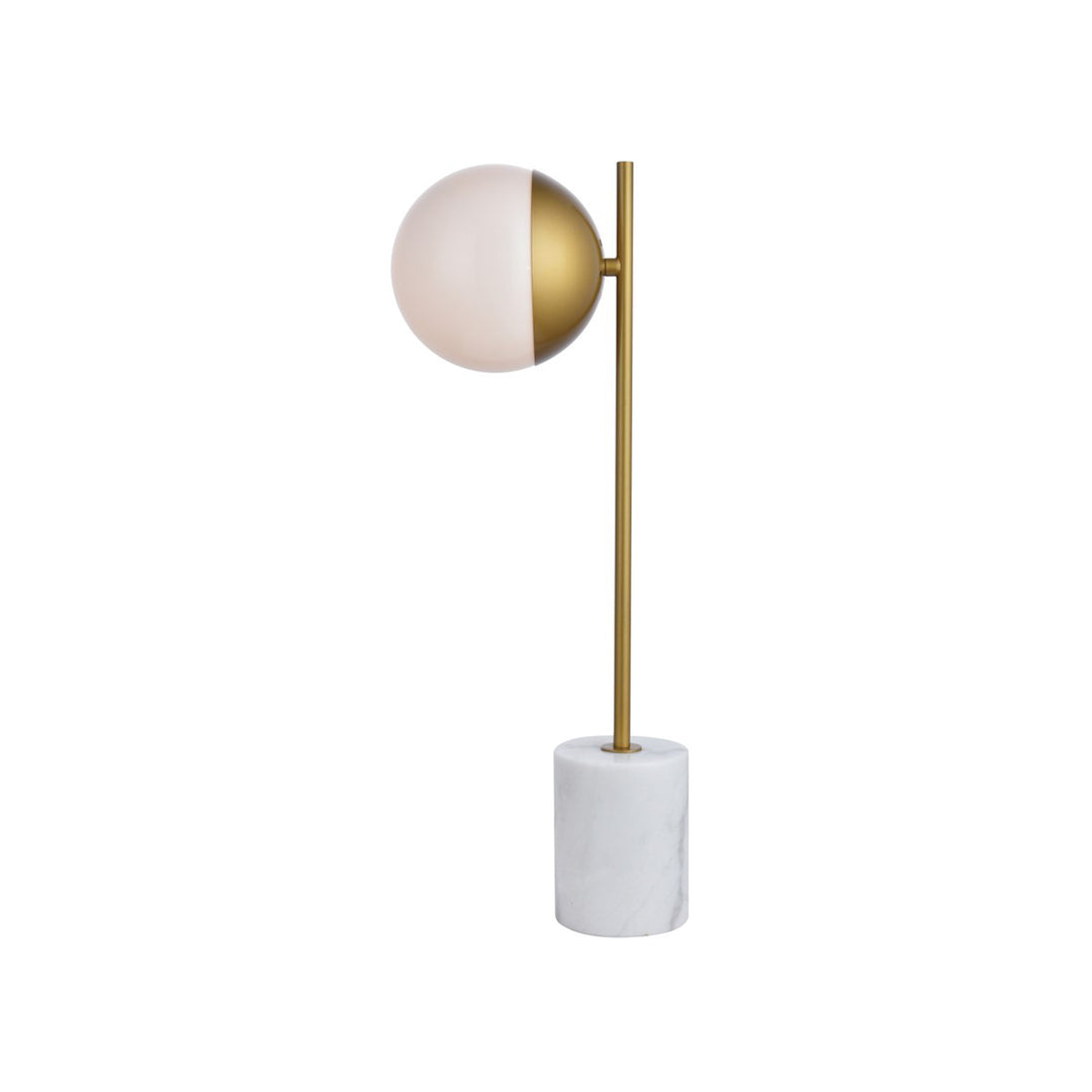 1 Light Brass Table Lamp With Frosted White Glass - View 4 - Joshua Marshal