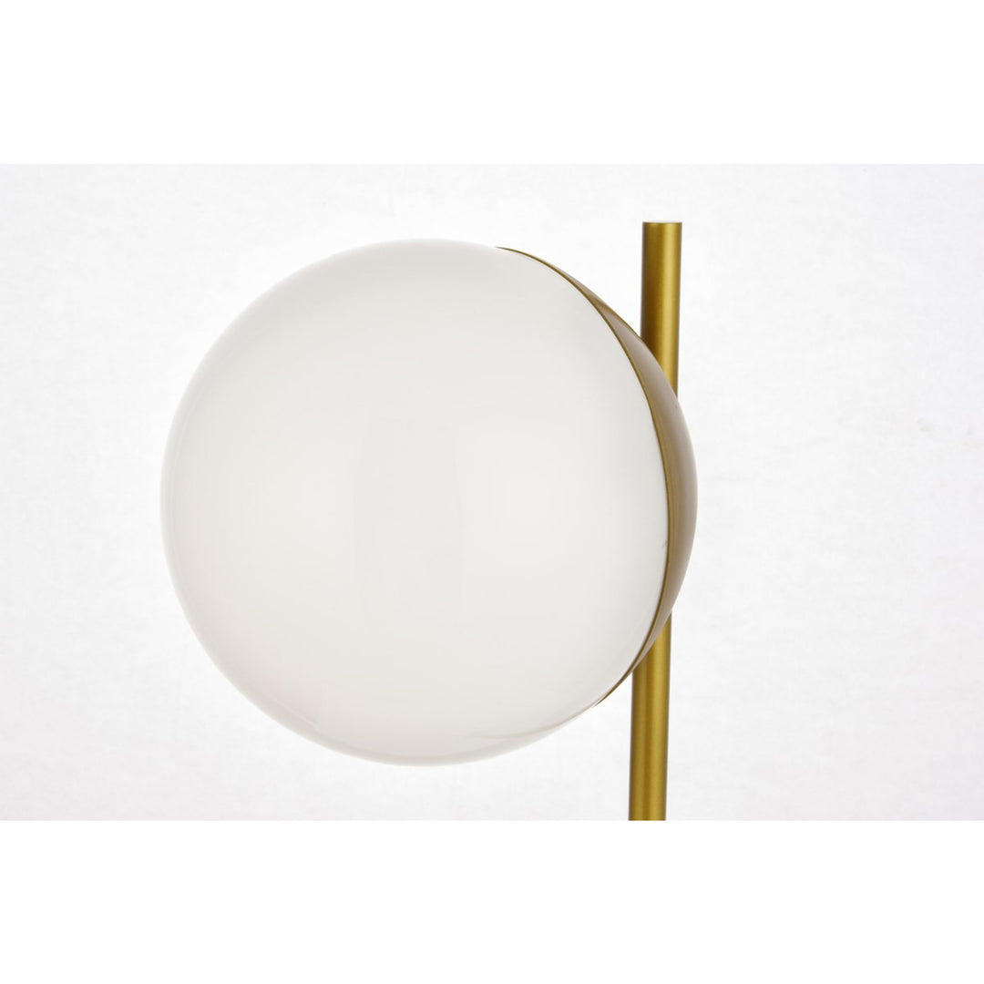 1 Light Brass Table Lamp With Frosted White Glass - View 5 - Joshua Marshal