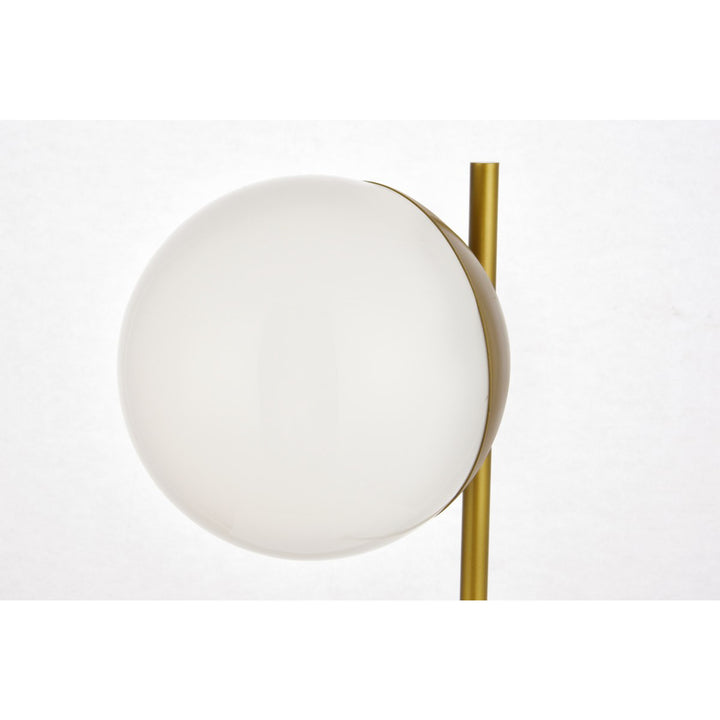 1 Light Brass Table Lamp With Frosted White Glass - View 5 - Joshua Marshal