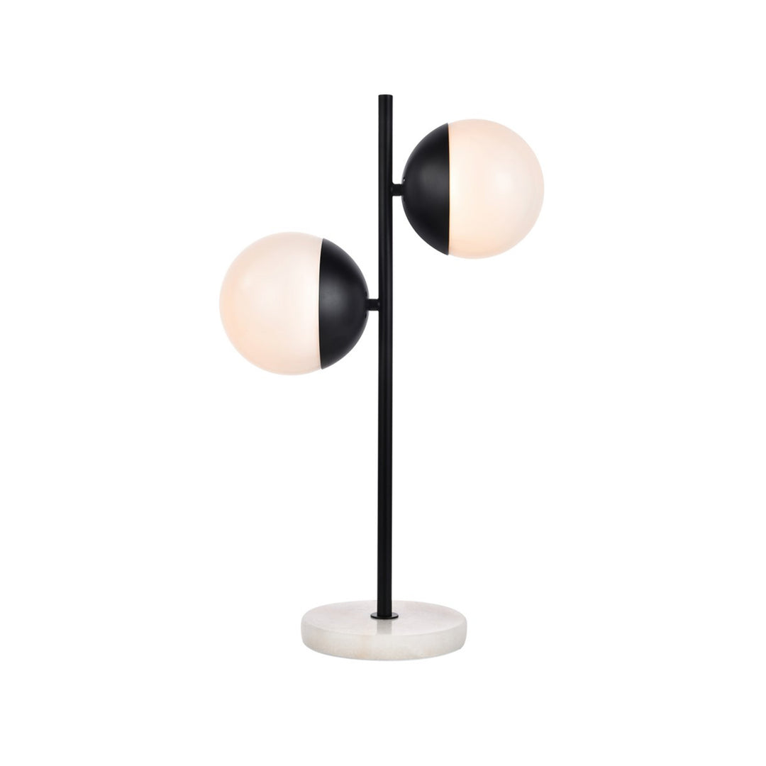 2 Lights Black Table Lamp With Frosted White Glass - View 3 - Joshua Marshal