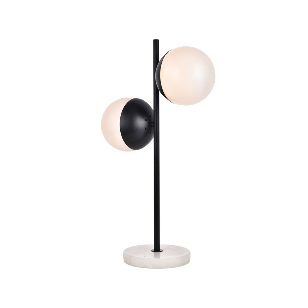 2 Lights Black Table Lamp With Frosted White Glass - View 4 - Joshua Marshal