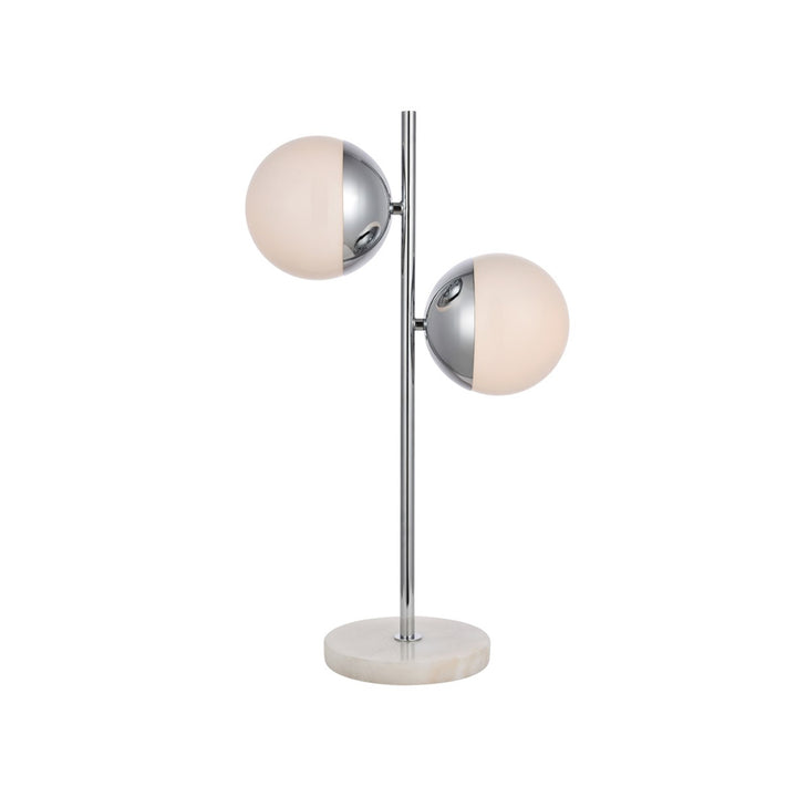 2 Lights Chrome Table Lamp With Frosted White Glass - View 3 - Joshua Marshal