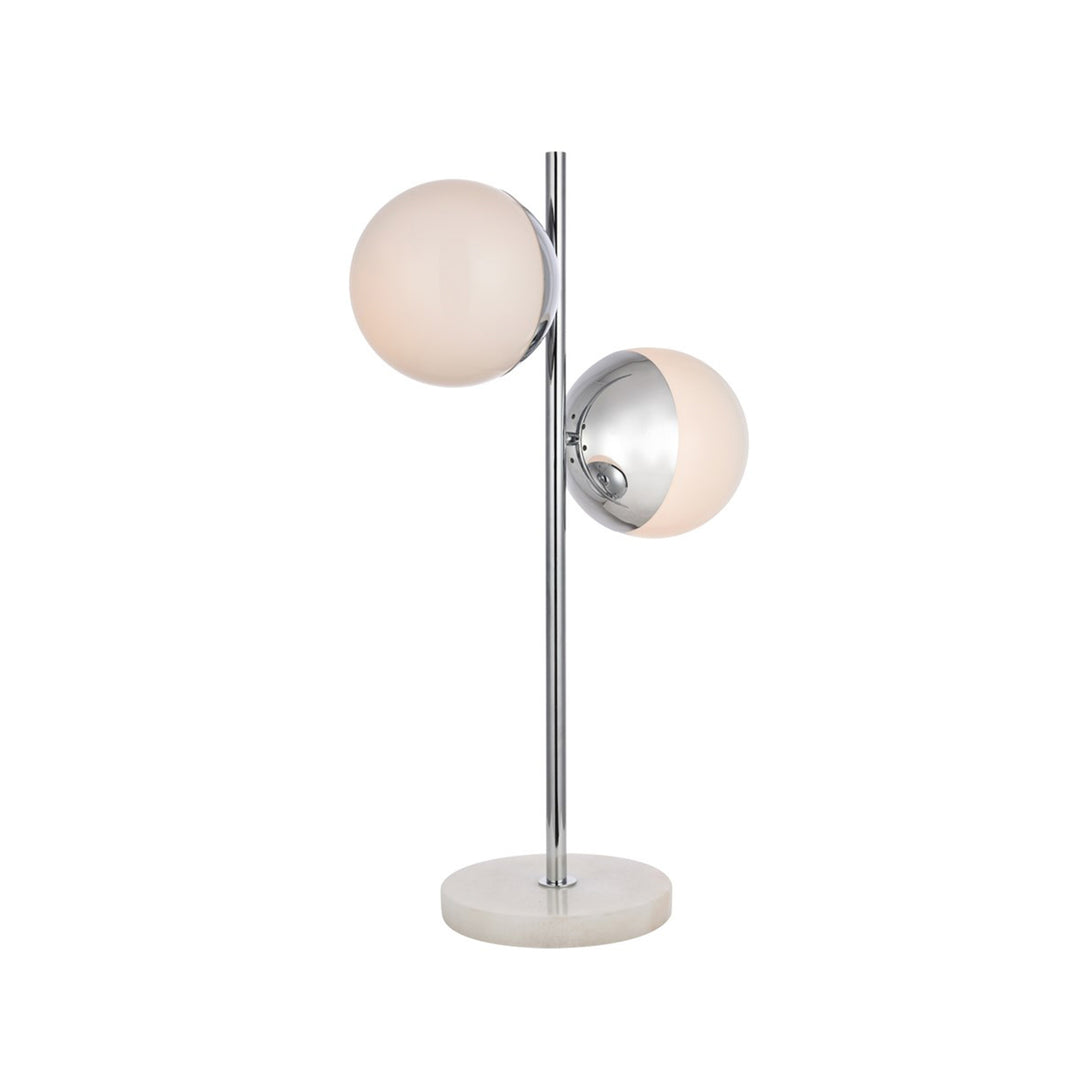 2 Lights Chrome Table Lamp With Frosted White Glass - View 4 - Joshua Marshal