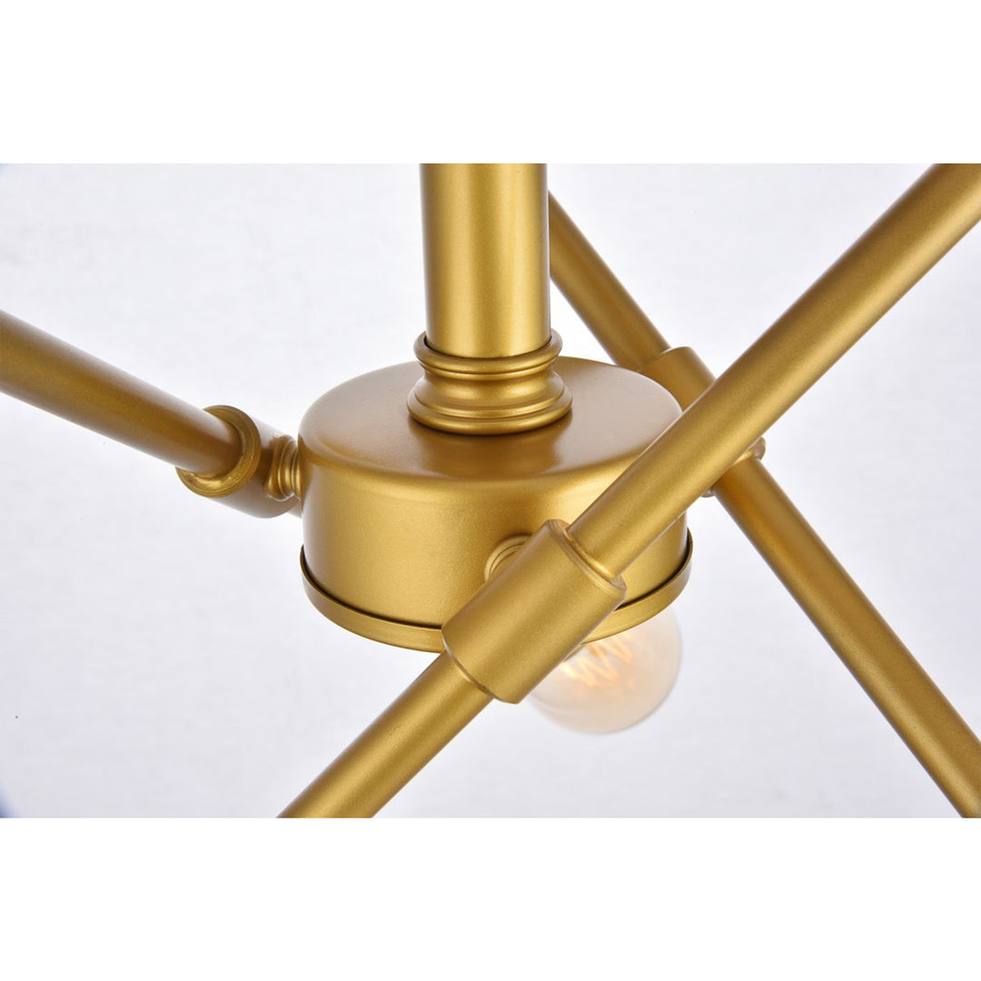 6 Lights Brass Flush Mount - View 5 - Joshua Marshal