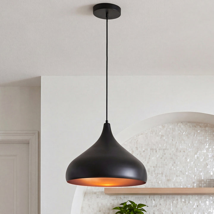 Collection Pendant D12.5in H10in Lt:1 Black Finish Black Finish - LIGHTING by Joshua Marshal