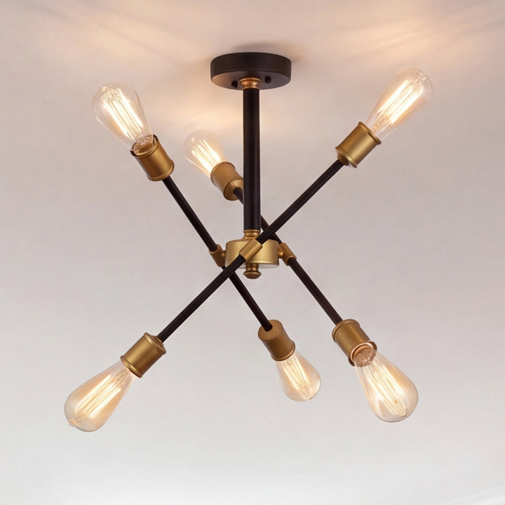 Collection Flushmount D17.1 H16.6 Lt:6 Black and Brass Finish Black & Brass Finish - LIGHTING by Joshua Marshal