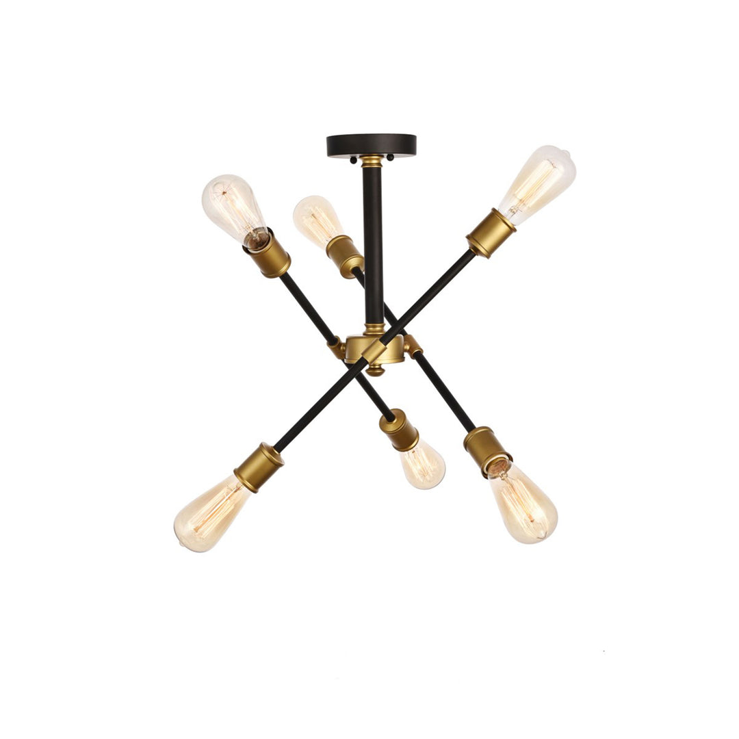 Collection Flushmount D17.1 H16.6 Lt:6 Black and Brass Finish - View 3 - Joshua Marshal