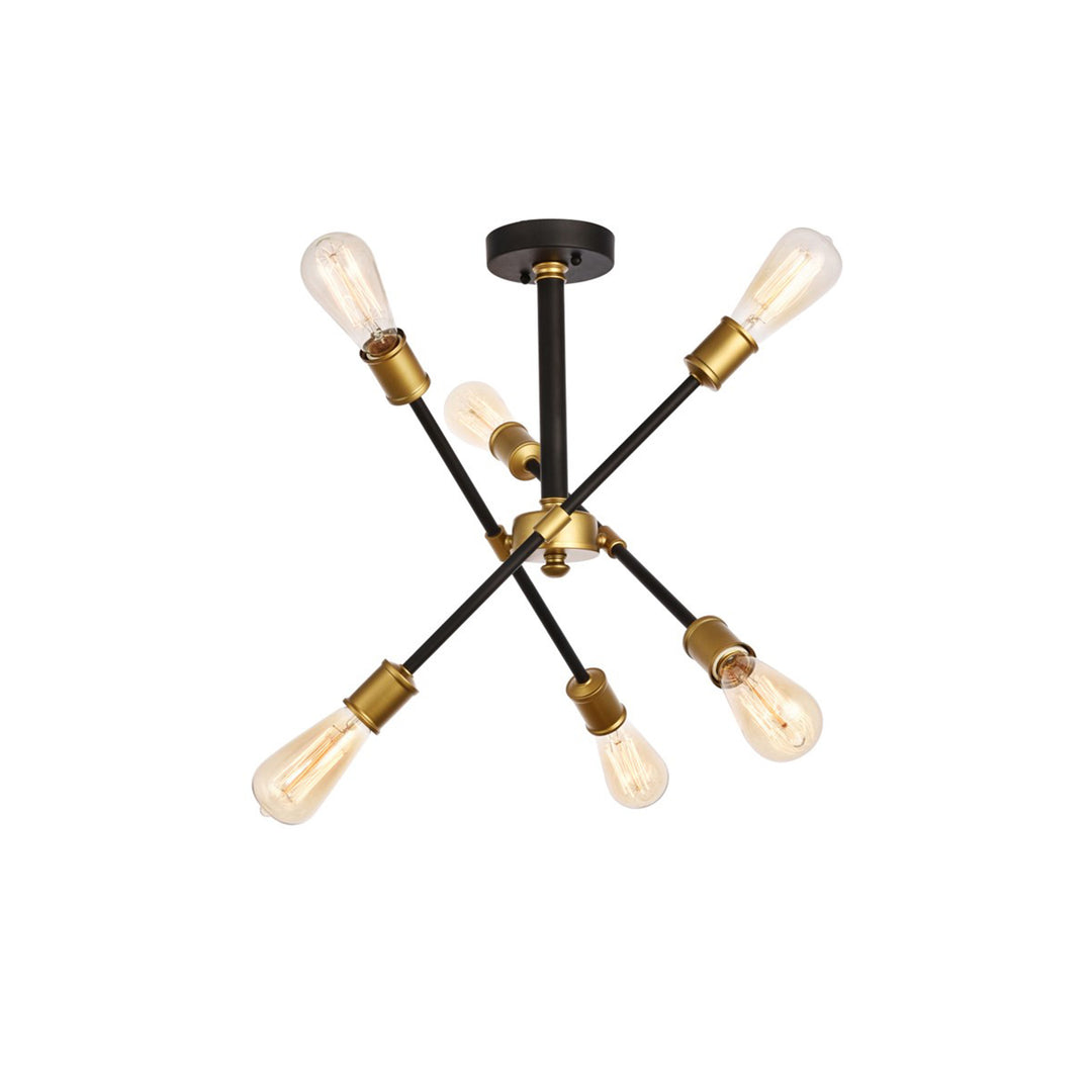 Collection Flushmount D17.1 H16.6 Lt:6 Black and Brass Finish - View 4 - Joshua Marshal