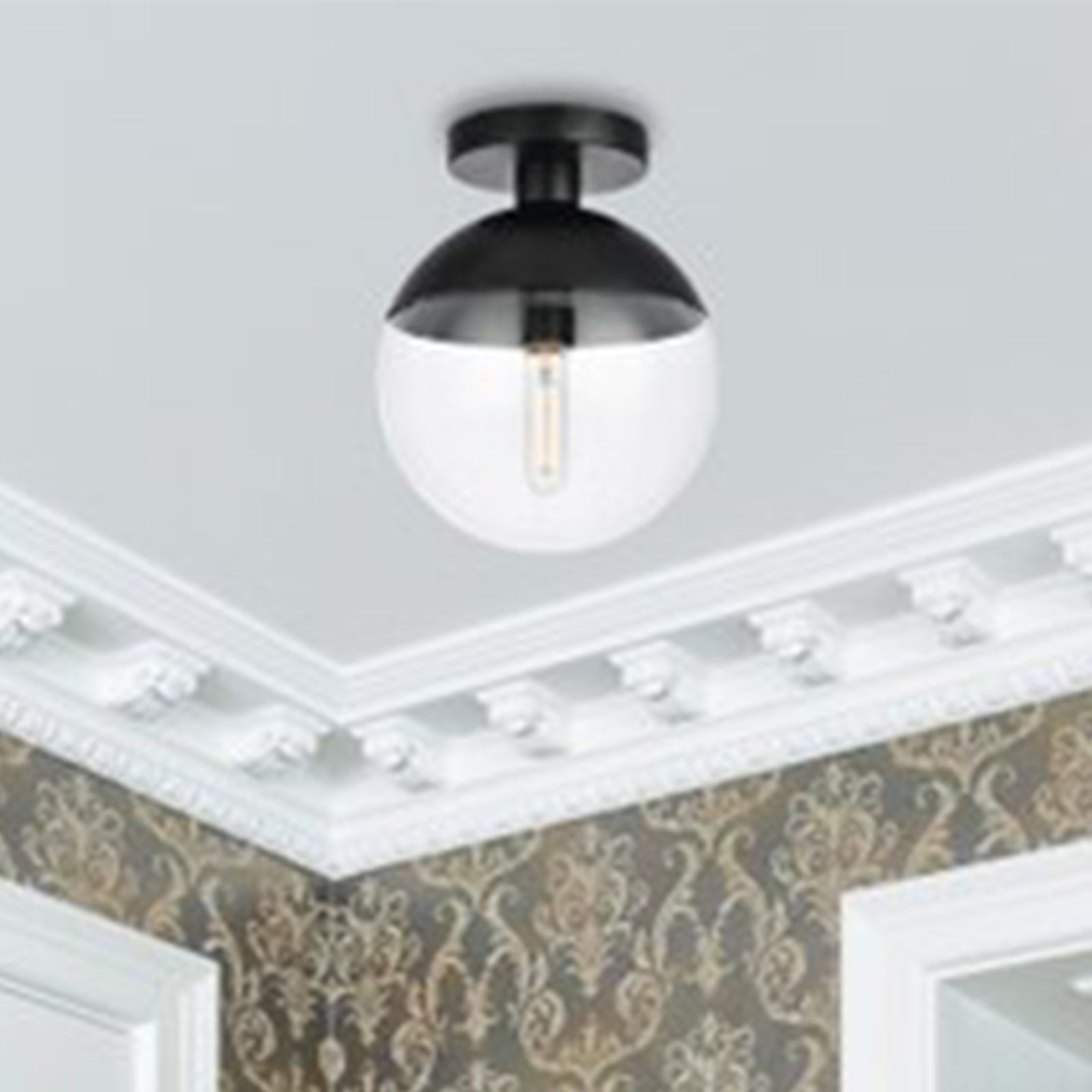 1 Light Black Flush Mount With Clear Glass Black & Clear Finish - LIGHTING by Joshua Marshal