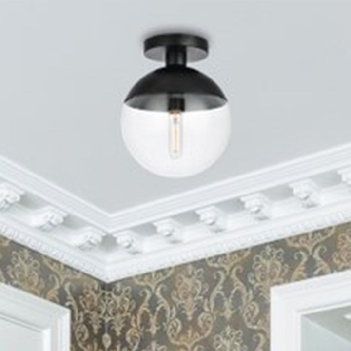 1 Light Black Flush Mount With Clear Glass Black & Clear Finish - LIGHTING by Joshua Marshal