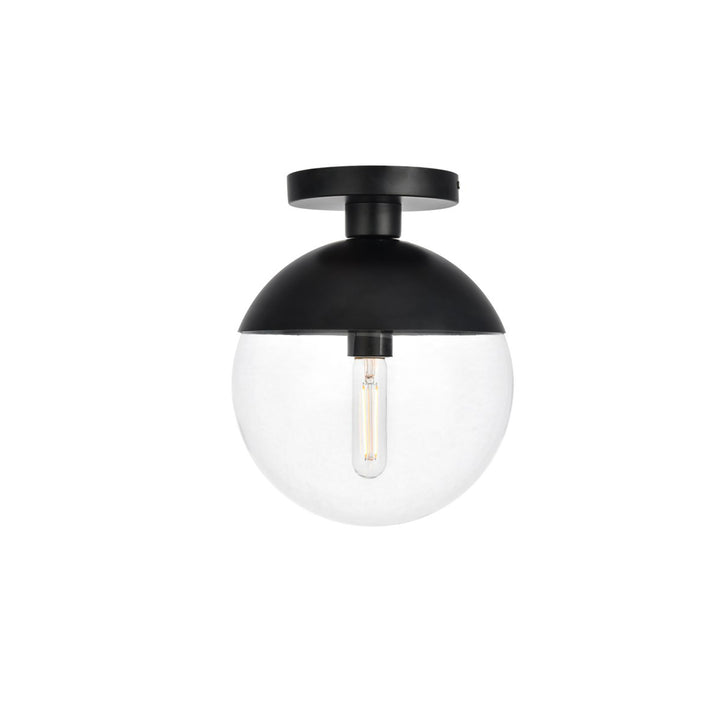 1 Light Black Flush Mount With Clear Glass - View 3 - Joshua Marshal