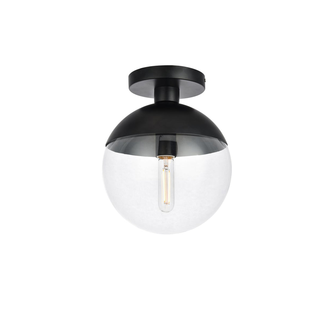 1 Light Black Flush Mount With Clear Glass - View 4 - Joshua Marshal