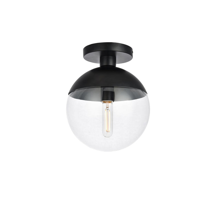 1 Light Black Flush Mount With Clear Glass - View 4 - Joshua Marshal