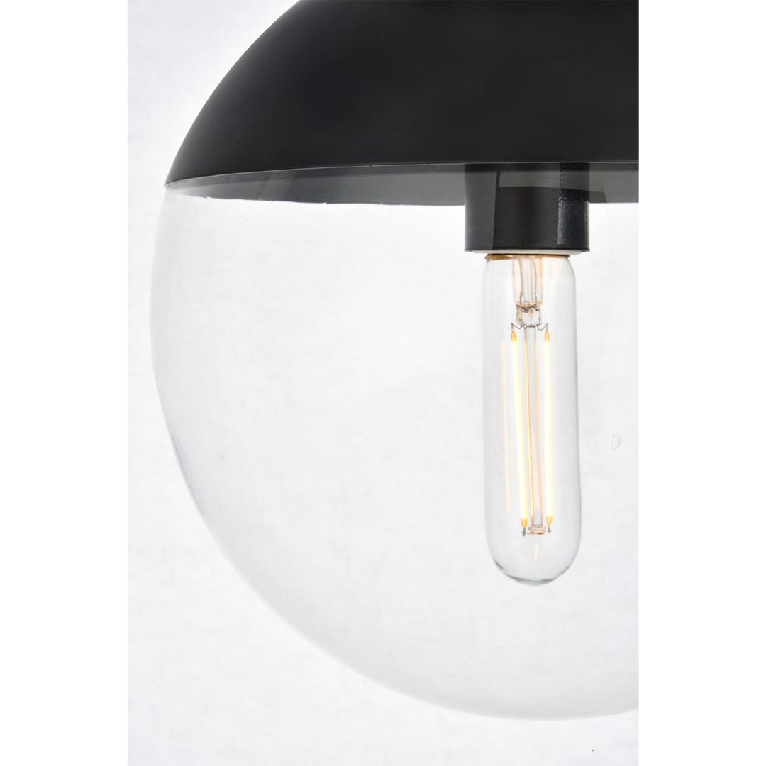 1 Light Black Flush Mount With Clear Glass - View 5 - Joshua Marshal