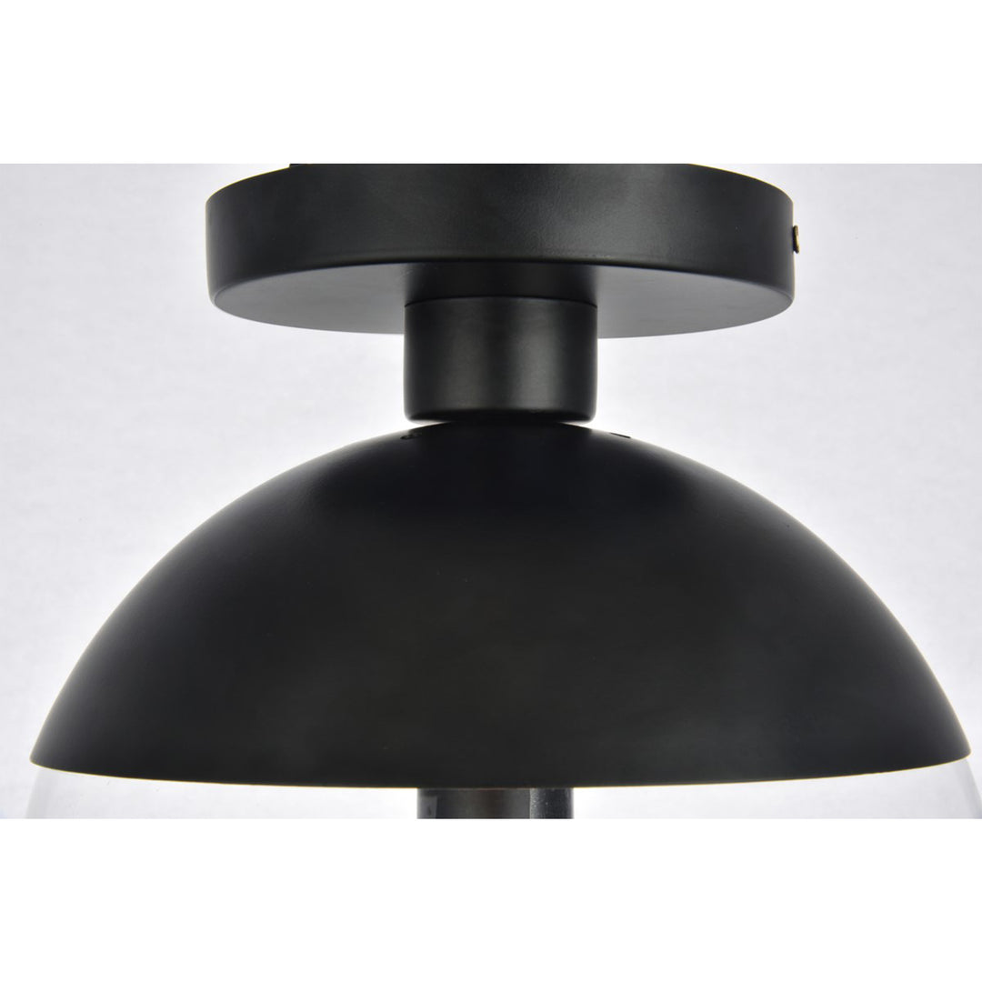1 Light Black Flush Mount With Clear Glass - View 6 - Joshua Marshal