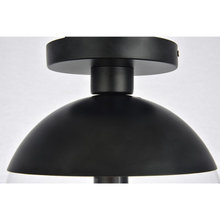 1 Light Black Flush Mount With Clear Glass - View 6 - Joshua Marshal