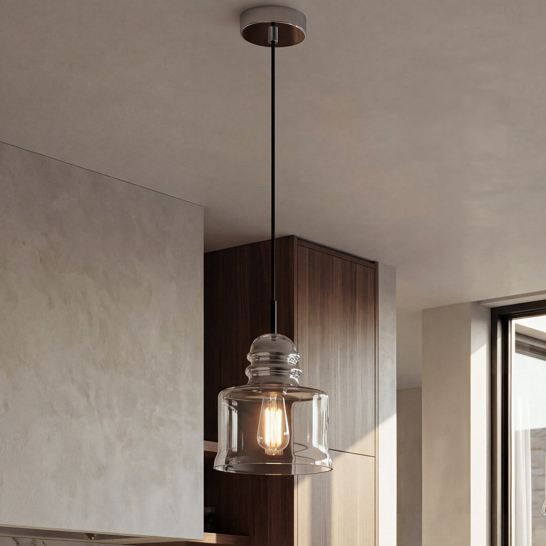 1 Light Chrome Pendant With Clear Glass Chrome & Clear Finish - LIGHTING by Joshua Marshal