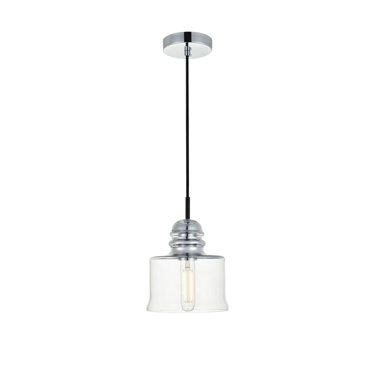 1 Light Chrome Pendant With Clear Glass - View 3 - Joshua Marshal