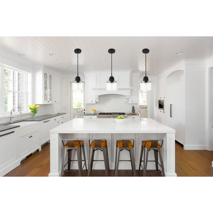 1 Light Black Pendant With Clear Glass - View 2 - Joshua Marshal