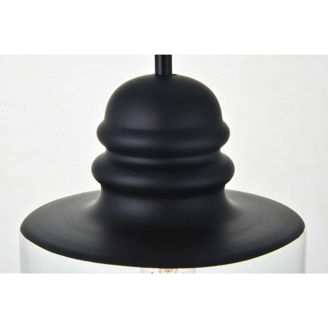 1 Light Black Pendant With Clear Glass - View 5 - Joshua Marshal