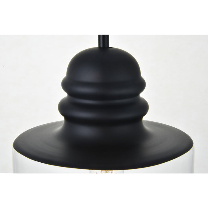 1 Light Black Pendant With Clear Glass - View 5 - Joshua Marshal