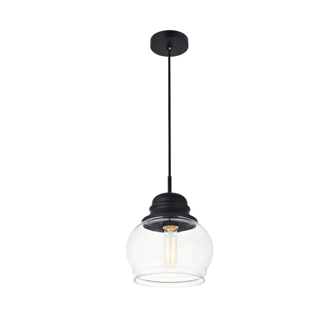 1 Light Black Pendant With Clear Glass - View 4 - Joshua Marshal