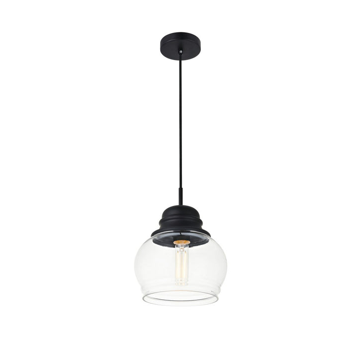 1 Light Black Pendant With Clear Glass - View 4 - Joshua Marshal