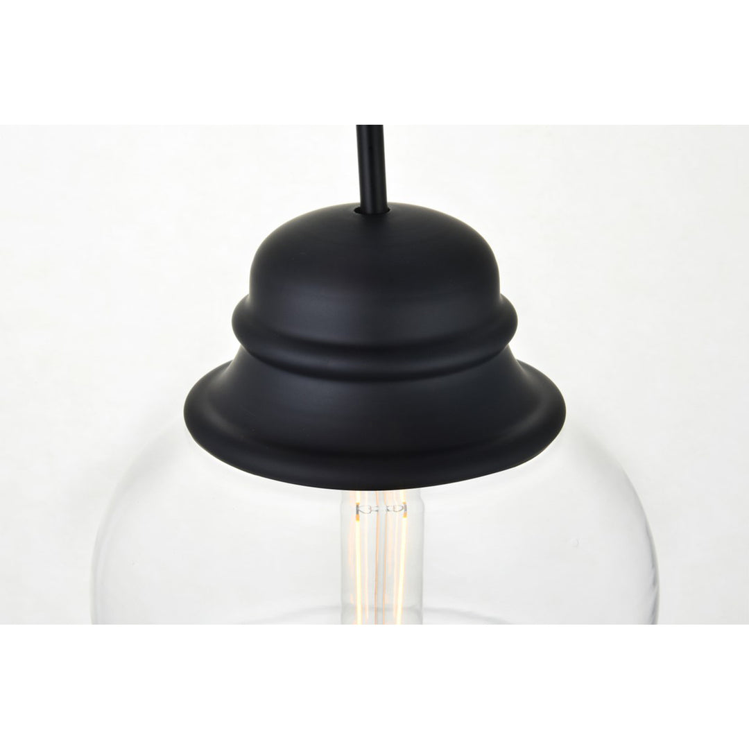 1 Light Black Pendant With Clear Glass - View 5 - Joshua Marshal